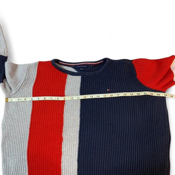 Tommy Hilfiger Multi Color Red and Navy Blue Knit Sweatshirt Size XL - Picture 5 of 6